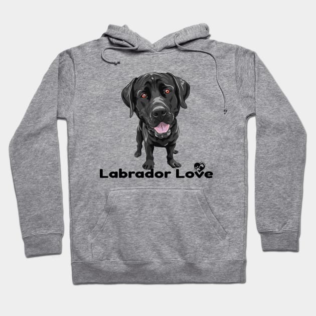 Black Lab Labrador Retriever Love Paw Logo Cartoon Dog Hoodie by SistersRock